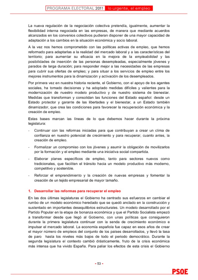 Programa electoral del PSOE para el 20N