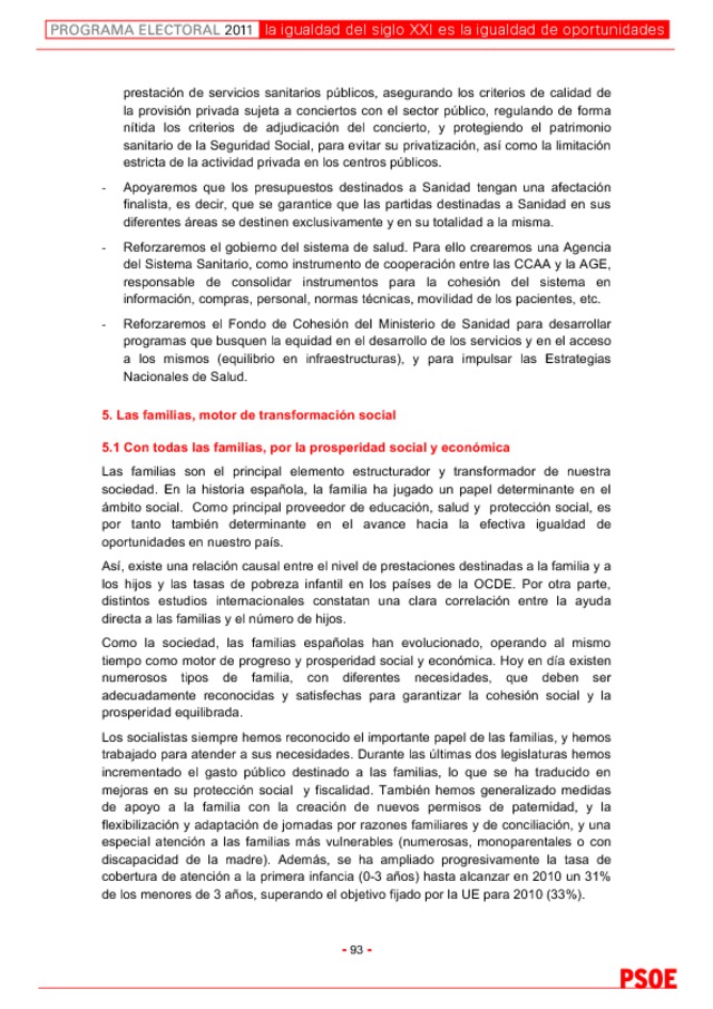 Programa electoral del PSOE para el 20N
