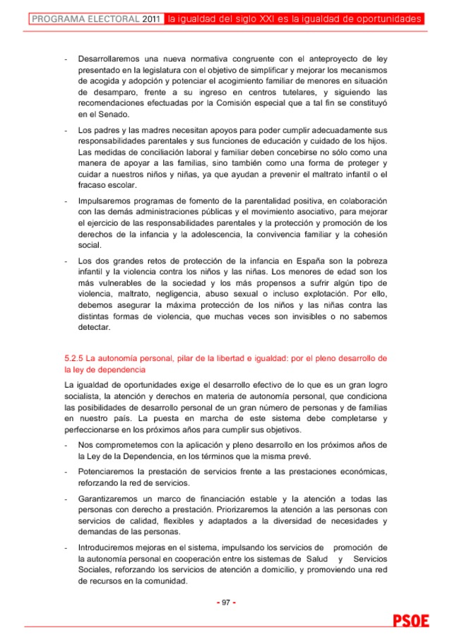Programa electoral del PSOE para el 20N