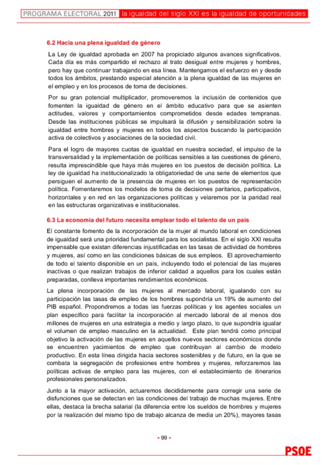 Programa electoral del PSOE para el 20N