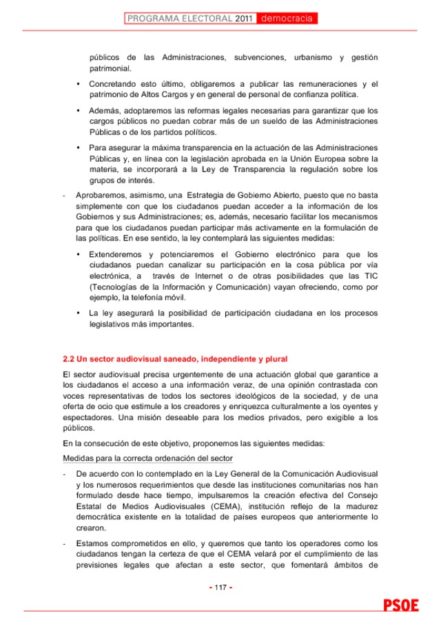 Programa electoral del PSOE para el 20N