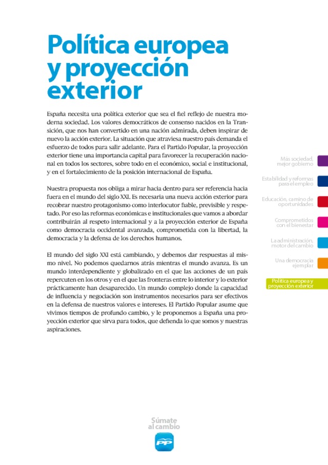 Programa electoral del PP para el 20N