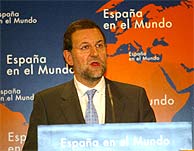 Rajoy en la conferencia en la Casa de Amrica de Madrid. (J. Palomar)