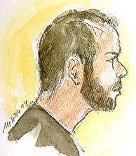 Retrato de Mijailo Mijailovic durante la primera jornada del juicio. (REUTERS)