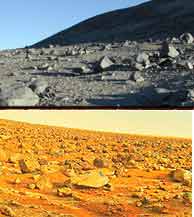 La foto de arriba es el desierto de Atacama, la de abajo Marte.