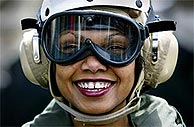 Condoleezza Rice, a bordo del 'USS Abraham'. (REUTERS)
