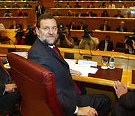 Rajoy, en el Senado. (Carlos Barajas)