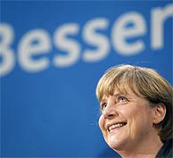 Angela Merkel, lder del Partido cristiano-demcrata, tras conocer los resultados. (AFP)