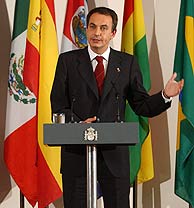 Jos Luis Rodrguez Zapatero, durante su intervencin en San Jos. (AFP)