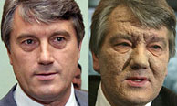 El rostro de Yushchenko, antes y despus del envenenamiento. (Foto: AP)