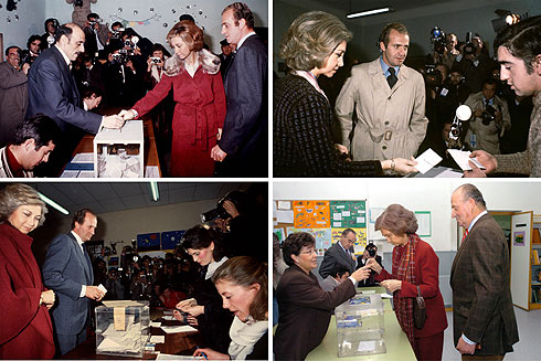 Los Reyes han votado cuatro veces en referndum: sobre la reforma poltica, en 1976; sobre la Constitucin espaola, el 6 de diciembre de 1978, sobre la permanencia de Espaa en la OTAN, el 12 de marzo de 1986; la cuarta, sobre la Constitucin Europea, el 20 de febrero de 2004.