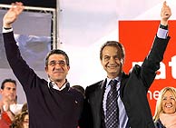 Patxi Lpez y Jos Luis Rodrguez Zapatero, durante su acto electoral en Bilbao. (Foto: EFE)