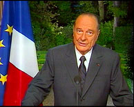 El presidente de Francia, Jacques Chirac, durante su comparencia tras los resultados. (Foto: EFE)