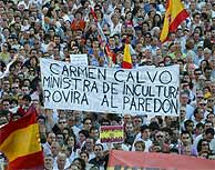Imagen de una de las pancartas exhibidas en la manifestacin de Salamanca. (Foto: EM)