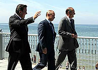 Chirac, Putin y Schrder han paseado por Kaliningrado. (Foto. AP)