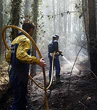 Los equipos de extincin continan con sus trabajos. (Foto: Reuters)