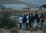 Un grupo de subsaharianos cerca del centro de detencin de Guelmine. (AFP)