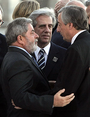 Los presidentes de Brasil, Uruguay y Argentina. (Foto: AP)