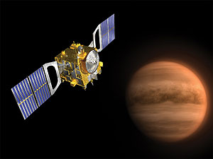 Recreación de la Venus Express orbitando Venus. (Foto: ESA)