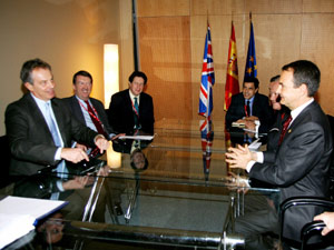 Jos Luis Rodrguez Zapatero, reunido con Tony Blair. (Foto: REUTERS)