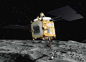 Recreación artística de la sonda posada en el meteorito Itokawa. (Foto: Reuters)