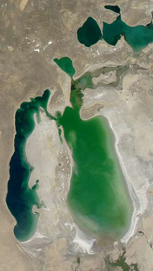Imagen del lago tomada por un satélite de la NASA en 2003. (Foto: NASA)