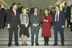 Mariano Rajoy, Esperanza Aguirre, Jos Mara Aznar, Ana Botella y Pedro J. Ramrez. (Foto: ALBERTO CUELLAR)