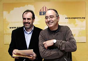 Joan Ridao y Josep Bargall, este medioda en rueda de prensa. (Foto: Santi Cogolludo)