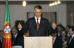 El presidente electo de Portugal, Cavaco Silva, en un discurso tras su eleccin. (Foto: AP)
