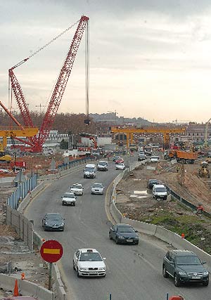 Imagen de las obras de la M-30 entre Legazpi y Puente de Praga. (EM)