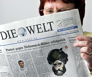 El diario alemán 'Die Welt' reproduce las caricaturas. (Foto: EFE)