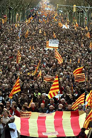 Aspecto de la manifestacin celebrada en Barcelona. (Foto: EFE)