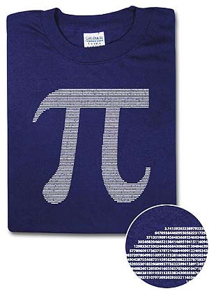 En multitud de tiendas 'on line', como la de 'Think Geek', venden camisetas con decimales de Pi.