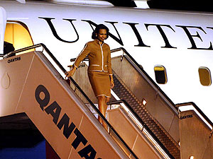 Condoleezza Rice, a su llegada al aeropuerto de Sydney. (Foto: EFE)