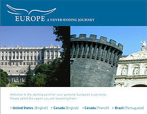 Portada de la web visiteurope.com