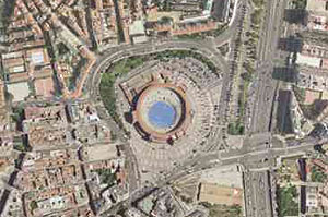 Imagen de la Plaza de Toros de las Ventas y sus alrededores tomada por Geomadrid.