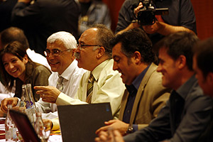 Dirigentes de ERC durante la reunin de la Ejecutiva de este partido. (Foto: Santi Cogolludo)