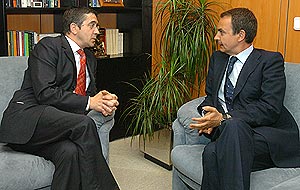 Patxi Lpez y Jos Luis Rodrguez Zapatero, en Ferraz. (Foto: EFE)
