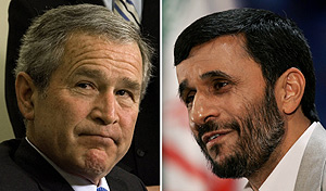 El presidente de EEUU, George W. Bush, y el de Irn, Mahmud Ahmadineyad. (Foto: AFP)