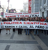 Manifestacin convocada el pasado sbado por investigadores del Programa Ramn y Cajal. (Foto: El Mundo)