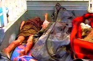 Imagen del vdeo que muestra los cuerpos muertos en la morgue de Haditha. (Foto: AFP)