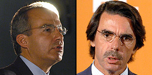 Caldern y Aznar. (Fotos: EFE)