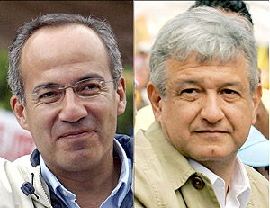 Felipe Caldern (izda) y Andrs Manuel Lpez Obrador. (Foto: EFE)