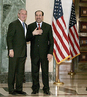 Bush y Maliki, el martes, en la visita sorpresa del primero a Bagdad. (Foto: EFE)