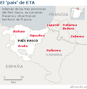 Mapa de la 'Euskal Herria' que reivindica ETA