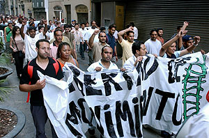 La Caravana Europea por la Libertad de Movimiento se ha manifestado en Barcelona. (Foto: EFE)