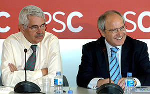 Maragall y Montilla, durante la Ejecutiva del PSC. (Foto: EFE)