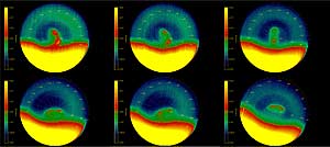 Secuencia de imágenes de infrarrojo que muestra el doble torbellino. (Foto: ESA)