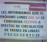 Cartel informativo de RENFE. (Foto: A. Rodrguez)