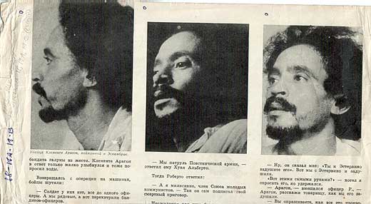 Clemente Aragn y Aragn en un recorte de la revista en ruso Kyba (Cuba) que reproduca mi trabajo Entrevista a un asesino publicado originalmente en el peridico Granma del 13 de marzo de 1966.